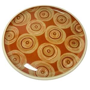 Denby Langley Fire Chili Round Platter England Large Chop Plate Swirl Design 13"